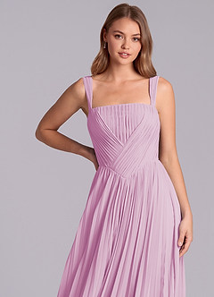 Azazie Mina Jurken voor bruidsmeisjes Jurk van Chiffon met A-Lijn Geplooid Snoep Roze image2