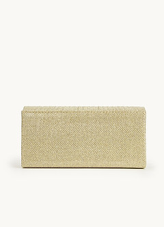 front Rhinestone Bow Pleated Flap Clutch