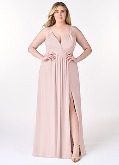 Azazie Farren Brautjungfernkleider Wandelbar A-Linie Plissee Chiffon Kleid Zartrosa image10