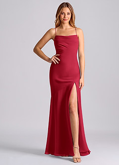 Azazie Grata Bridesmaid Dresses Scarlet Mermaid Pleated Chiffon Dress image6