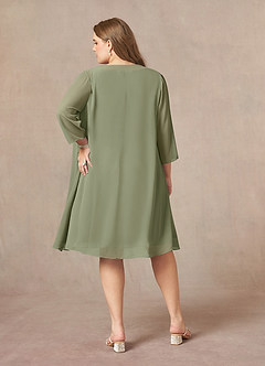 Azazie Shirley Mother of the Bride Dresses Pistachio A-Line Scoop Pleated Chiffon Dress image9