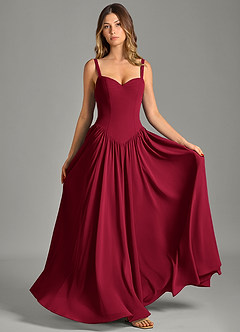 Azazie Evadina Suknie dla druhen Linia A Gorset Szyfon Do ziemi Sukienka image1