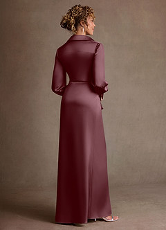 Azazie Jacinta Mère de la mariée Robes Robe Fourreau en Satin extensible Plissée Sangria image3