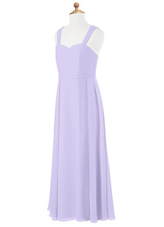 Azazie Simoan Junior Abito A-Line in Chiffon Scollo a Cuore Lilla image6