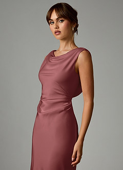 Azazie Kieryn Robes de demoiselle d'honneur Robe Sirène en Satin extensible Plissée Améthyste image6