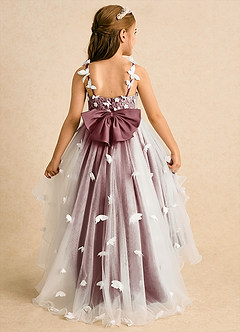 Azazie Darlina Flower Girl Dresses Ivory Desert Rose Ball-Gown Lace Tulle Dress image7
