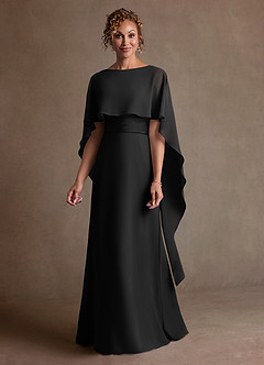 Azazie Marilla Klänningar till brudens mor Klä A-Line i Chiffong Plisserad Svart image4