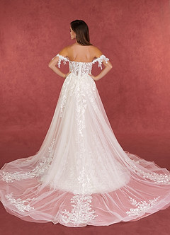 Azazie Evergarden Wedding Dresses Diamond White Champagne A-Line Sequins Tulle Dress image4