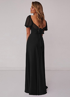 Barbie ♥ Azazie Bridesmaid Dresses Black A-Line Pleated Chiffon Dress image3