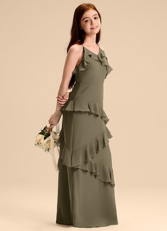 Azazie Evara Junior Willow Green A-Line Chiffon Dress image1