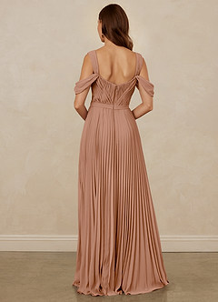 Christian Siriano Bridal for Azazie 1013 Bridesmaid Dresses Champagne Rose A-Line Off the Shoulder Chiffon Dress image3