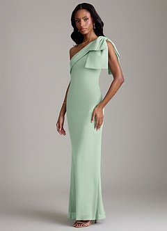 Azazie Yuanna Bridesmaid Dresses Agave Mermaid One Shoulder Chiffon Dress image5