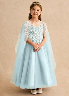 Azazie Dandelion Flower Girl Dresses Mist Ball-Gown Lace Dress image7