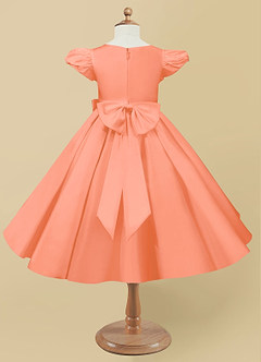 Azazie Jewel Flower Girl Dresses Sunset Ball-Gown Pleated Matte Satin Dress image5