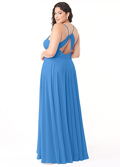 Azazie Avelina Bridesmaid Dresses Blue Jay A-Line V-Neck Pleated Chiffon Dress image9