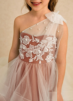 Azazie Zoey Flower Girl Dresses Cinnamon Ball-Gown Lace Tulle Dress image6
