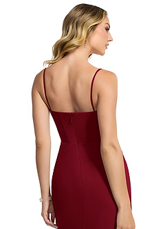 Azazie Zia Bridesmaid Dresses Burgundy Sheath Side Slit Chiffon Convertible Dress image7