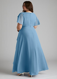 Azazie Aaliyah vestidos de dama de honor modestos Vestido de Corte En A Plisado Scoop Hasta el suelo Gasa image9