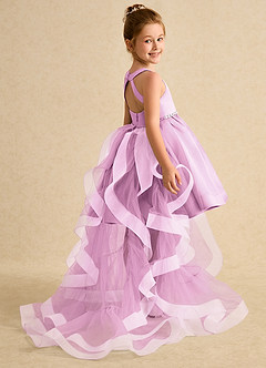 Azazie Julietta Flower Girl Dresses Candy Pink Ball-Gown Convertible Tulle Dress image6