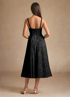 Azazie Lorain Kleider für die Brautmutter A-Linie Plissee Blumen-Burnout Kleid Schwarz image8