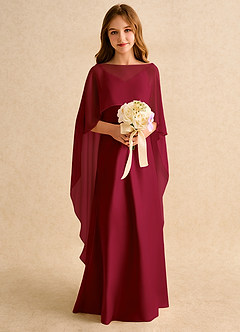 Azazie Fishie Junior Formal Robe Demoiselle D'honneur Fillette Robe Trapèze en Mat Satiné Bourgogne image3