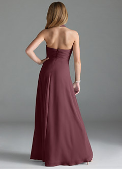 Azazie Tessie Junior A-Linie Plissee Chiffon Kleid Sangria image2
