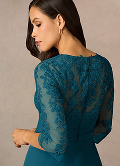 Azazie Poe Mother of the Bride Dresses Ink Blue Sheath Lace Dress image5