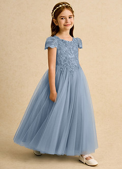 Azazie Puff Sukienki dla dziewczynek sypiących kwiaty Suknia balowa Koronka Tiul Długość kostki Sukienka image3