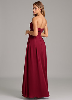 Azazie Lucienne Bridesmaid Dresses Burgundy A-Line Strapless Chiffon Convertible Dress image2