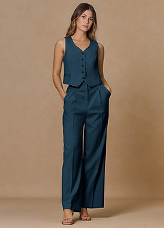 front Rowan Marino Scuro Pantaloni Performance in tessuto raffinato