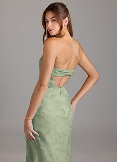 Azazie Leonis Vestidos de madrinha de casamento Vestir Agave de Esgotamento Floral de Bainha com Sem alças image7
