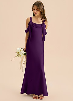 Azazie Bellalina Junior Syrena Pofałdowany Satyna elastyczna Długość podłogi Młodsza druhna Sukienka image4