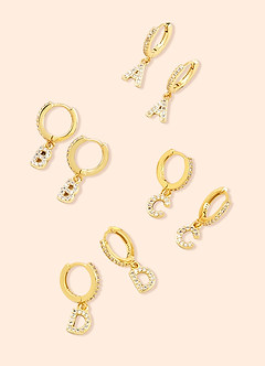 front Pave Initial Huggie Earrings