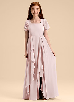 Azazie Priya Junior Jurk van Chiffon met A-Lijn Blouson Blozend Roze image3