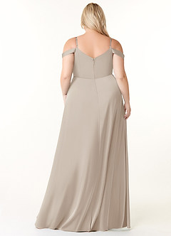 Azazie Ocean Brautjungfernkleider A-Linie V-Hals Gefaltet Stretch-Satin Kleid Frost image2