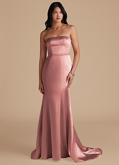 Azazie Aura Bridesmaid Dresses Dusty Rose Mermaid Metallic Satin Convertible Dress image1