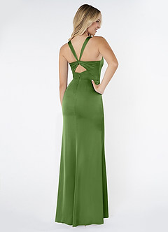 Azazie Mero Vestidos de madrinha de casamento Vestido Manjericão de Cetim elástico de sereia com Plissado image3