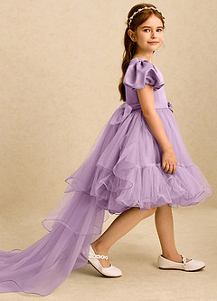Azazie Cocoa Flower Girl Dresses Wisteria Ball-Gown Pleated Tulle Dress image4