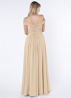 Azazie Audrianna Brautjungfernkleider Wandelbar A-Linie Schulterfrei gerafft Chiffon Kleid Champagner image2