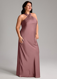 Azazie Doretta Bridesmaid Dresses Vintage Mauve Mermaid Pleated Stretch Satin Dress image8