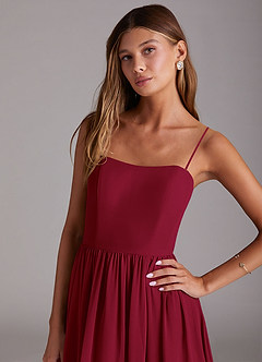 Azazie Calianna Bridesmaid Dresses Burgundy A-Line Off the Shoulder Chiffon Convertible Dress image2