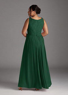 Azazie Ainsling vestidos de madre de la novia Vestido de Verde Oscuro de Gasa de Corte En A con Encaje Cuello Cuadrado image16