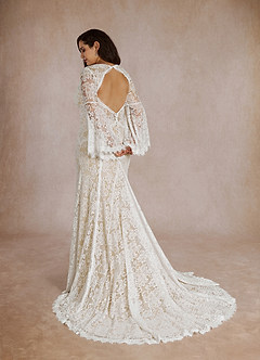 Azazie Hayes Robes de mariée Robe Sirène en Dentelle Col en V Diamant Blanc Champagne image12