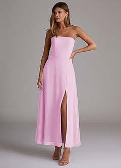 Azazie Wren Bridesmaid Dresses Candy Pink A-Line Strapless Chiffon Dress image1