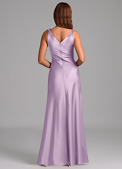 Azazie Nerine Brautjungfernkleider A-Linie Plissee Stretch-Satin Kleid Frostiges Flieder image5