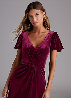 Azazie Soren Bridesmaid Dresses Cabernet A-Line Velvet Dress image5
