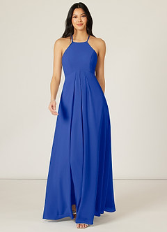 Azazie Sarah Brautjungfernkleider Empire Plissee Chiffon Kleid Königsblau image1