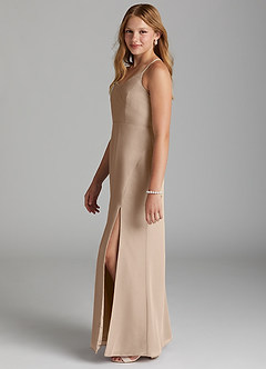 Azazie Becca Junior Robe Sirène en Mousseline de soie Taupe image6