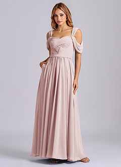 Azazie Koa Brudtärnklänningar Klä av A-Linje i Chiffong Av axeln Rodnande Rosa image3