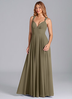 Azazie Darana Brautjungfernkleider A-Linie Korsett Chiffon Kleid Weidengrün image5